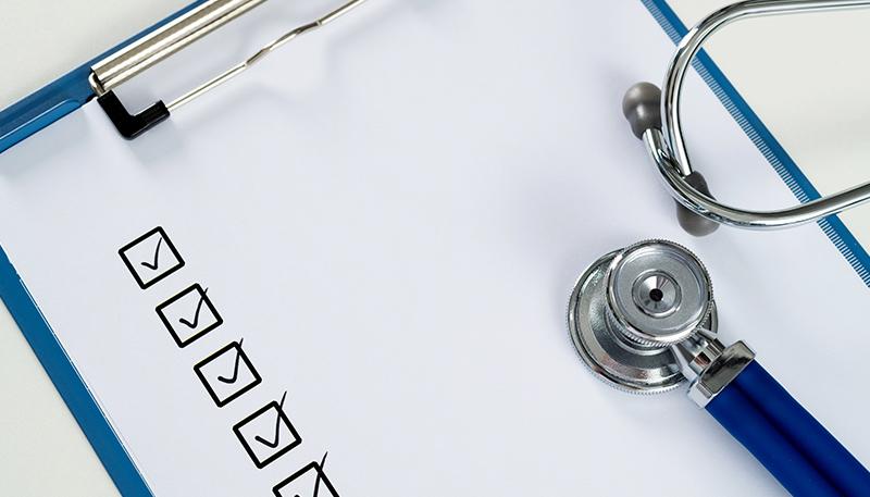 Stethoscope on medicine check list